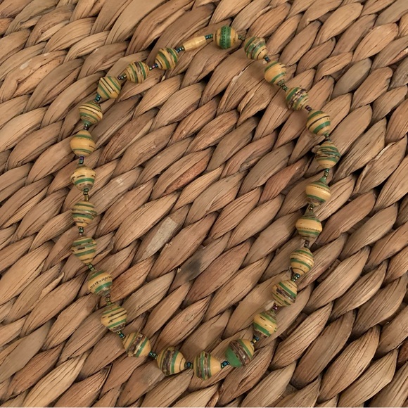 Rolled Paper Beaded Necklace with Screw Connector - Picture 1 of 7
